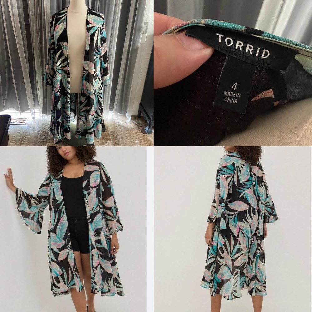 Torrid size 4 Palm print Kimono NWOT